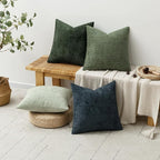 MIULEE Pack of 4 Couch Throw Pillow Covers 22x22 Inch Green Forest Soft Decorative Chenille Pillow Covers Farmhouse Accent Cushion Covers for Boho Home Decor Spring Sofa Bedroom Living Room