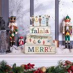 Lineshading 4 Pcs Christmas Table Decorations Wooden Nutcracker Fairy Ballet Merry Christmas Table Centerpiece Decorative Soldier Fairy Ballet Block Signs Gift for Xmas Home Kitchen Tier Tray Decor