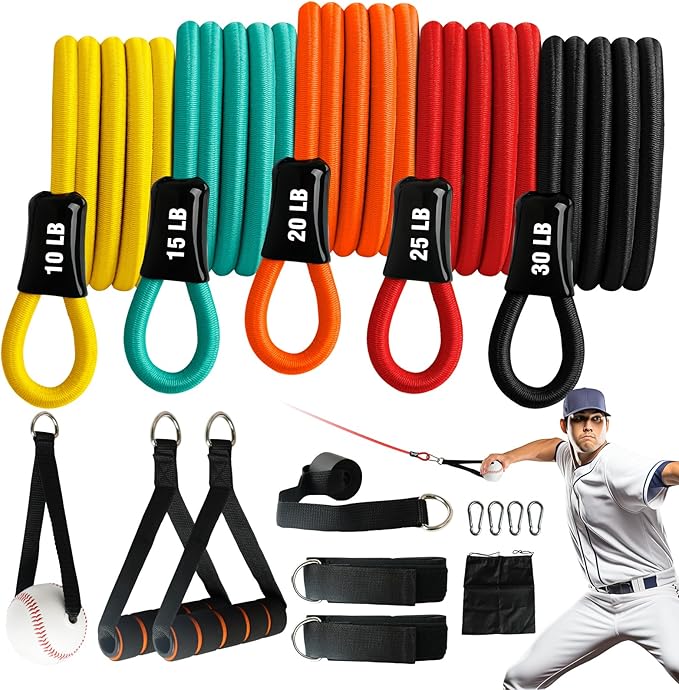 Baseball Resistance Arm Bands - Baseball Bands for Arm Strength, Durable Baseball Bands with Interchangeable Grips, Ideal for Baseball Training, Warm-Ups & Beginner Learning