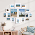 Vittanly Picture Frames Set of 16, Gallery Wall Frame Set with 2Pcs 11x14, 2Pcs 8x10, 6Pcs 5x7 and 6Pcs 4x6 Photo Frames, Picture Frames Collage Wall Decor for Wall or Tabletop Display, White