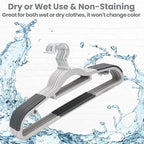 Plastic Hangers 30 Pack, Slim Hangers Non Slip for Closet, Non-staining Space Saving Hanger, 17.1 inches Coat Hanger Heavy Duty Hanging Dry Wet Clothes, Gray