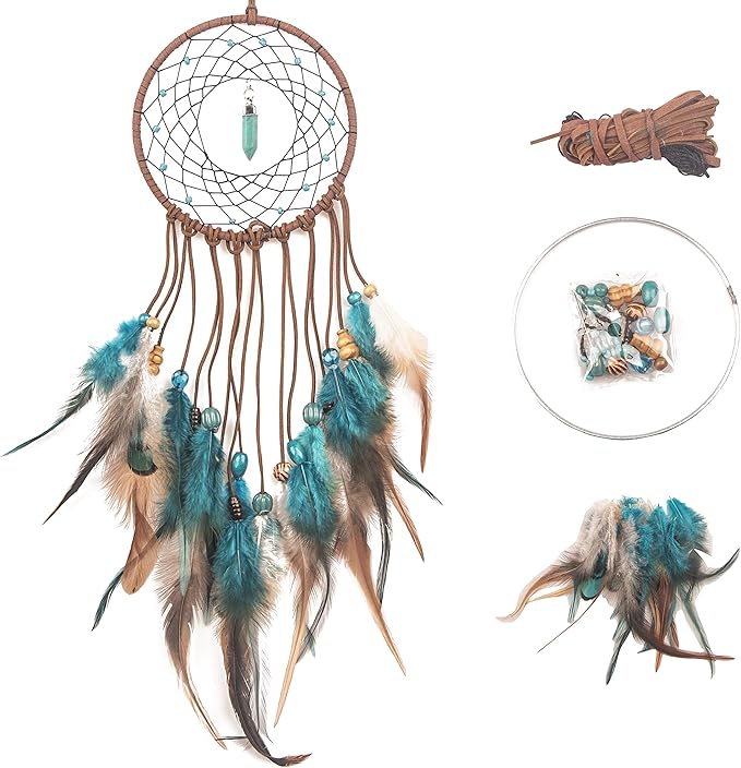 DIY Dream Catcher Kit - Making Dream Catcher Supplies Craft Kit, Handmade Wall Decor for Bedroom, Living Room, Wedding and Party Decoration (Turquoise)
