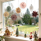 9PCS Mini Christmas Snowflake Ornament - Paper Hanging Snowflake Ornament for Christmas Tree Boho Paper Hanging Decorations for Holiday Indoor Home Decor