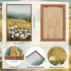 KAIRNE Field Canvas Wall Art,Vintage Landscape Wall Decor,Wildflower Prints Set of 3(16”X24”),Nature Botanical Floral Posters,Rustic Paintings for Kitchen Living Room Bedroom Farmhouse Decor,Framed