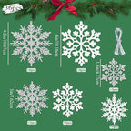 White and Silver Christmas Snowflake Ornaments- 36Pcs Plastic Glitter Hanging Snow Flakes for Christmas Tree Decorations Winter Wonderland Frozen Birthday Party Holiday Home Decor Craft Snowflakes
