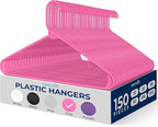 SereneLife 150 Pack Plastic Hangers, Non-Slip, Space-Saving Closet Organizers, Durable and Strong for Shirts, Sweaters, Hoodies, Kids Clothes & Dresses, Ultra-Thin, Lightweight