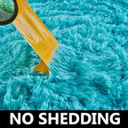 FJZFING Blue Round Rug Ultra-Soft Plush Modern 6x6 Circle Area Rug for Kid's Bedroom, Fluffy Shag Circular Rug for Nursery Room, Non-Slip Home Decor Cute Blue Carpet for Teen's Room