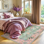 Lahome Botanical Birds Pink Rugs for Bedroom Girls, 5x7 Washable Living Room Dining Room Rugs for Under Table, Vintage Indoor Carpet Throw Nursery Carpet for Kids Classroom (5x7ft,Pink)