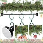 Leinuosen Christmas Front Door Garland Hanger 43-74 Inch Adjustable Christmas Wreath Hanger Stainless Steel Retractable Rod with 3 Green Tie Ropes No Nail Screw No Damage for Xmas DIY Hanging(Black)