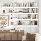 Venusmiles Floating Shelves for Wall, 24 Inch Wide x 12 Inch Deep Floating Shelves, Long Wood Floating Wall Shelf Shelves for Living Room Bathroom Bedroom Kitchen Home - (White, 24" W x 12" D x 2" H)