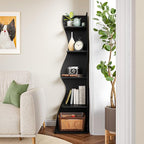 LITTLE TREE Small Corner Shelf, Modern 5-Tier Wall Corner Bookshelf, Stylish Bookcase Storage Rack for Small Space, Living Room, Bedroom