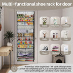 PAULONE 12 Pocket Over the Door Shoe Organizer,Reusable Breathable Large Mesh Bag Men's & Women's Sneaker Organizer,Shoe Organizer for Kids,Hanging Shoe Storage Hanging Bag (White)
