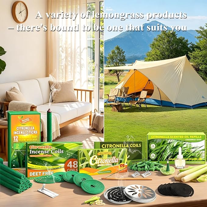 FIRIK Citronella Incense Cones (120 PCS) with 1 Holder, Lemongrass Cones Incense Gift Set for Indoor and Summer Outdoor Patio Camping Trip Garden Gathering
