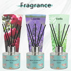 Reed Diffuser Set of 3, Lavender, Rose, Vanilla Aromatherapy Oil Diffusers for Bedroom, Living Room, Office, Gift & Stress Relief, 50ml x 3