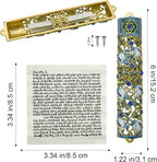 Mezuzah with Scroll for Door, Enamel&Zinc Alloy Blessing Mezuzah Case for Door, Colored Painted Mezuzha Scroll Kosher for Jewish Gifts/Jewish Decor, Christmas (White and Blue, 1.22x5.98 in)