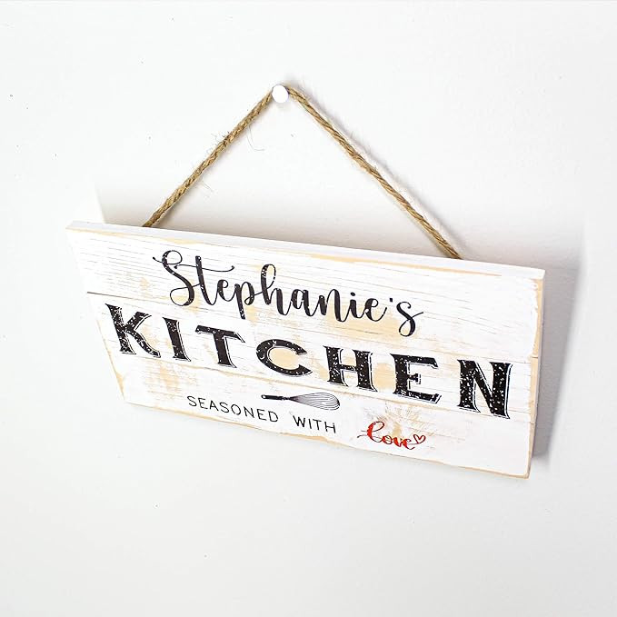 Personalized Wooden Kitchen Wall Decor, Farmhouse Last Name Signs for Home, Family Sign, Housewarming Gifts, Wedding Gift, Friends Gift - 6"x12" - White Rustic