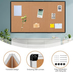 Extra Large Cork Bulletin Board 96" X 48", Foldable Notice Pin Board for Wall, Black Aluminum Framed 8'x4' Corkboard, Wall Mounted Noticeboard with 36 Push Pins for School, Home & Office