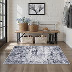 Washable Area Rug 3x5 Entryway Rug: Washable Modern Abstract Soft Thin Rug Indoor Floor No Slip Stain Resistant Carpet for Bedroom Dining Room Farmhouse Nursery Home Office - Grey