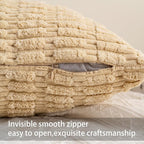 Aegero Pack of 2 Corduroy Decorative Throw Pillow Covers 24x24 InchSoft Striped Pillow Covers Modern Farmhouse Home Decor for Sofa Living Room Couch Bed（Beige）