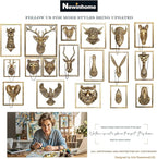 Newinhome Animal Heads Wall Decor (5pcs, Includes Metal Frame) Resin Animals Sculptures Head Wall Hanging Decoration Gold vintage Wall Sculpture for Living Room Bedroom Office