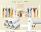 HOMIDEC Wardrobe Closet, 4 Hanging Spaces Portable Clothes Rack,Free Standing Closet Organizer and Storage System with Hanging Rods,Clothing Rack Suitable for Cloakroom,Bedroom,Entrances,etc.White