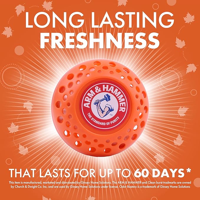 Arm & Hammer OdorBusterz® Odor Eliminator Balls, Pumpkin Cream, 3 Count – Baking Soda Odor Control for Closets, Drawers, Hampers & Small Spaces