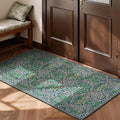 Lessymo 2x4 Small Runners for Kitchen, Washable Entryway Rugs Non-Slip Door Mat Indoor Entrance, Soft Vintage Runner Rugs for Hallways Bathroom Bedroom, Boho Floral Design, Forest Green