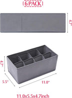DIOMMELL 6 Pack Foldable Cloth Storage Box Closet Dresser Drawer Organizer Fabric Baskets Bins Containers Divider for Clothes Underwear Socks Lingerie Clothing, M Grey 00-0600
