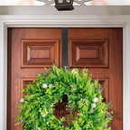 GameXcel 12" + 15" Wreath Hanger for Front Door - Large Wreath Metal Hook for Christmas Wreath Over The Door Hangers - 2 Pcs Black