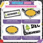 Zonon 48 Pcs Months of the Year Bulletin Board Set 12 Monthly Headliners Holiday Seasonal Monthly Bulletin Board Borders with 36 Round Blank Confetti Cutouts for Classroom (Trendy Style)