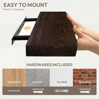 Marsmiles 24 inch Floating Shelves for Wall Elm Wood Live Edge Shelves|Rustic Wall Shelves with Invisible Heavy-Duty Bracket for Bathroom Living Room Kitchen|Walnut, 2 Pack