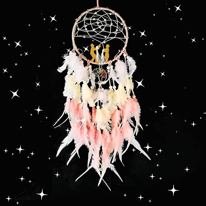 Dream Catchers Lovers Dream Catcher for Boys Large Dream Catcher for Girls Wall Hanging Tree of Life Wall Decor with LED Light Handmade Feather Dreamcatcher Native American Blessing Gifts