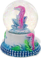 CoTa Global Seahorse Neon Snow Globe Decor - Elegant Pink Sparkle Glitter Inside The Snow Globe Figure, Animal Figurines for Kids and Adults, Collectible Snow Globes for Birthday, Christmas - 45 mm