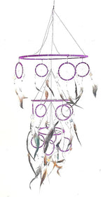 Purple Dream Catcher Boho Traditional Large Hanging Dream Catcher with Mosaic Glass for Bedroom, Living Room and Dorms,Home Decor XL Size 30" Long x 10" Diameter