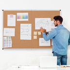 Extra Large Cork Bulletin Board 60" X 48", Foldable Notice Pin Board for Wall, Silver Aluminum Framed 5'x4' Corkboard, Wall Mounted Noticeboard with 36 Push Pins for School, Home & Office