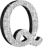 Qunclay 12'' Silver Crystal Diamond Bling Letters Crushed Diamond Decoration Wooden Glitter Letter with Screw and Hooks Rhinestone Gift for Wedding Y2k Mcbling Bedroom Wall Decor (Letter Q)