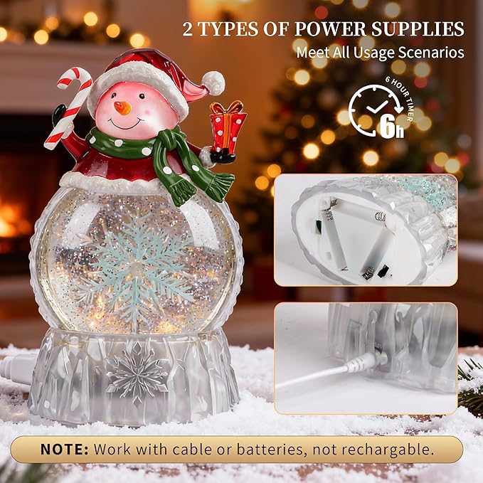 Musical Snow Globe,Lighted Snowman Snow Globes, LED Lights and Swirling Glitter, Christmas Snow Globes Music Box, Decoration for Adults and Kids.