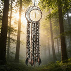 LOMOHOO Dream Catcher Gold Feather Pendant Handmade Traditional Dream Catchers Wall Hanging for Kids Bedroom Dorm Room Home Boho Decoration Bohemian Ornament Craft
