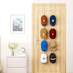 HapiRm Over Door Hat Rack - 2 Packs Hat Organizer with 8 Hooks Design, Hanging Baseball Cap Organizer Storage Holds Up to 40 Caps for Door, Bedroom, Closet (White)