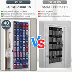 40-Pocket Over the Door Shoe Organizer - Large Mesh Pocket Hanging Shoe Organizer,Behind the Door Shoes Storage Holder Hanger