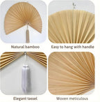 Chicvillage Boho Wall Decor 60", Bedroom Wall Decor for Above Bed, Aesthetic Wall Decor Bamboo Fan Art, Large Woven Headboard, Hook Included (Beige)