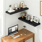 Vivelove Black Floating Shelves, 12" Deep Wall Shelves for Bedroom, Living Room, Kitchen, Office, Rustic Home Decor Shelf with Invisible Brackets, 36X12X1.5, Set of 2