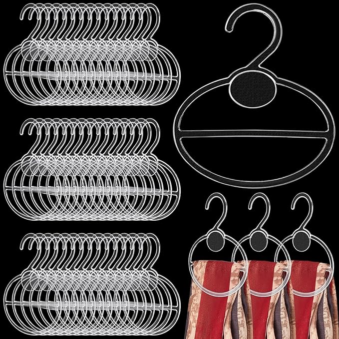 50 Pcs Scarf Hanger Plastic Holder Organizer Space Saving Scarf Organizer Clothes Hanger for Scarves Headscarves Clothing Sorting Storing (Clear)