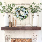 24 inch Spring Front Door Wreath Blue Rose Spring/Summer Flower Wreath Indoor Outdoor Decoration Wedding Birthday Party Decoration