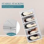 DHMAKER 8 Pack Boot Storage Box, Stackable Clear Plastic Boot Shoe Organizer for Tall Boots, Closet, Drop Front Boot Organizer, Large Shoe Container Boot Storage with Lid, 20.5" x 11.8" x 5.5"