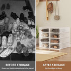8 Pack Clear Boot Boxes Stackable, Boot Storage Boxes for Tall Boots, Shoes Box Plastic Oragnizer with Lids, Shoes Organizer Container for Closet, Under Bed Boot Storage