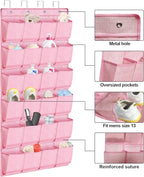 homyfort Pink Shoe Organizer Over the Door for Girls Women Kids Room,Hanging Shoe Rack Organizer for Closet Door,Zapateras Storage Holder with 24 Large Pockets & 4 Sturdy Hooks for Shoes,Slippers