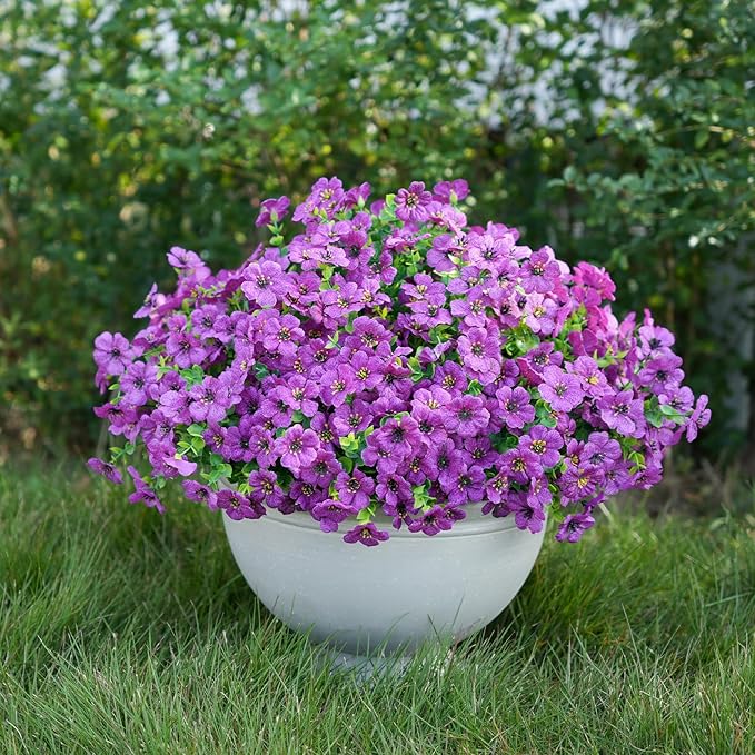 16 Bundles Artificial Flowers for Outdoor Realistic Faux Flower Spring Summer Garden Home Decoration, Hanging Daisy with Eucalyptus Leaves Fake Plants Greenery Balcony Porch Patio Front Door Decor