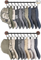Mkono Hat Rack for Wall Hat Organizer for Baseball Caps Hanger with 20 Hooks Modern Metal Hat Holder Wall-Mounted Ball Caps Display for Closet Door Bedroom Entryroom Laundry, Set of 2