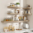 Acovy 16 Inch Floating Shelves, 3D Textured Wood Grain, 16"x9.25"x1.5" Inch Deep Floating Shelves for Wall, Wooden Shelves for Bathroom, Bedroom, Living Room, Vintage White Oak, 2 Pieces
